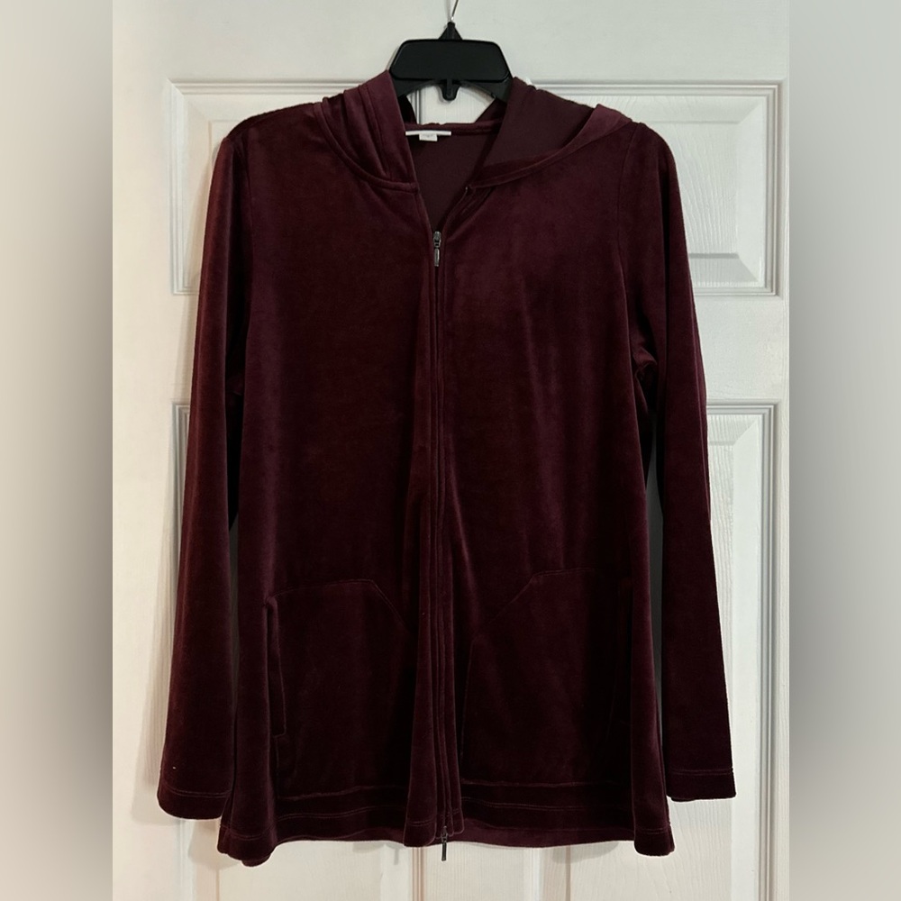 Pure J.Jill‎ Burgundy Velour zip up jacket - Size Medium